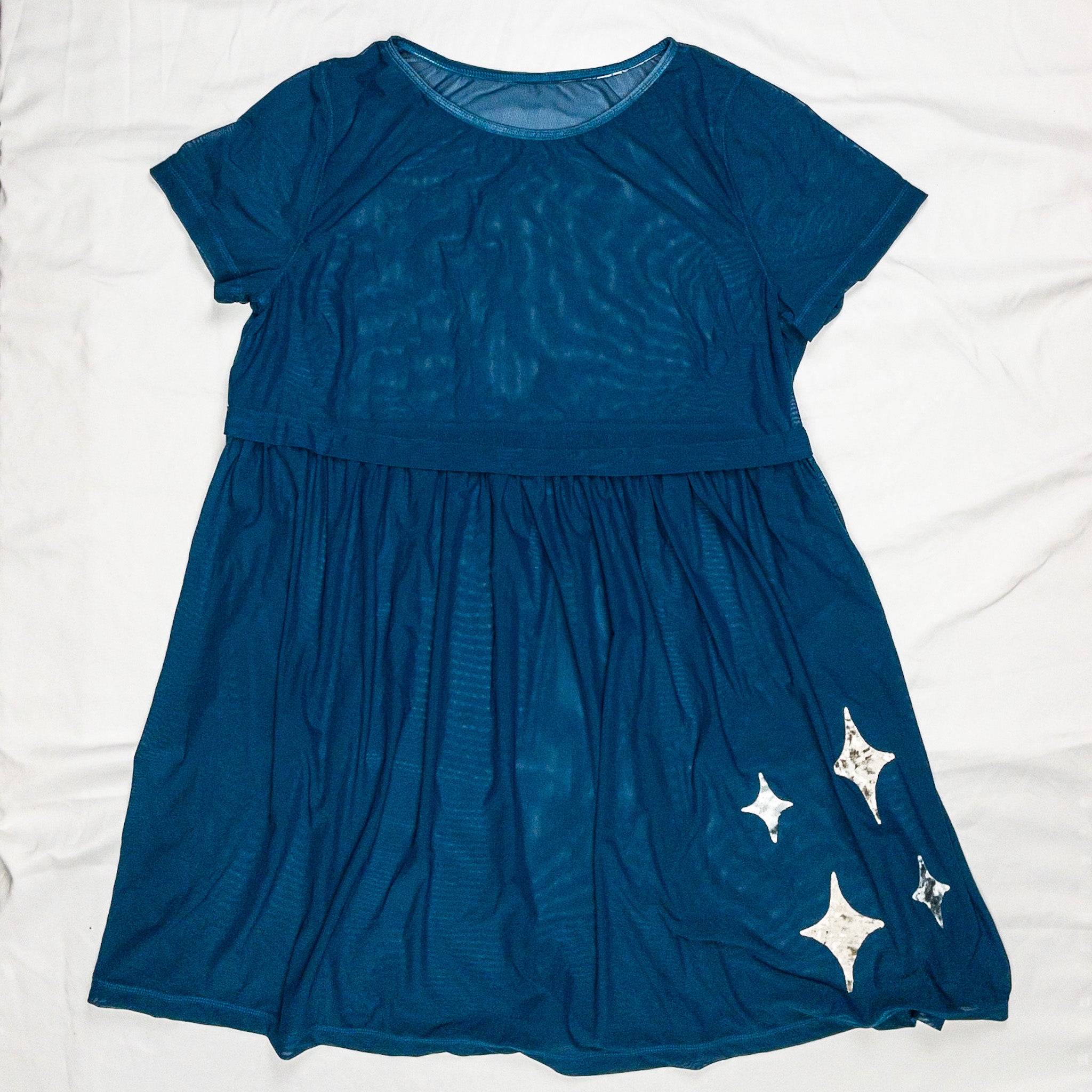 Blue Star Mesh Babydoll Dress - SAMPLE SALE PennyBun Blue Star Mesh Babydoll Dress - SAMPLE SALE PennyBun